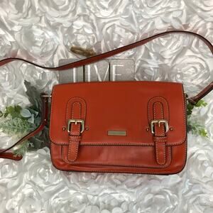 Charles & Keith Orange Leather Crossbody Purse